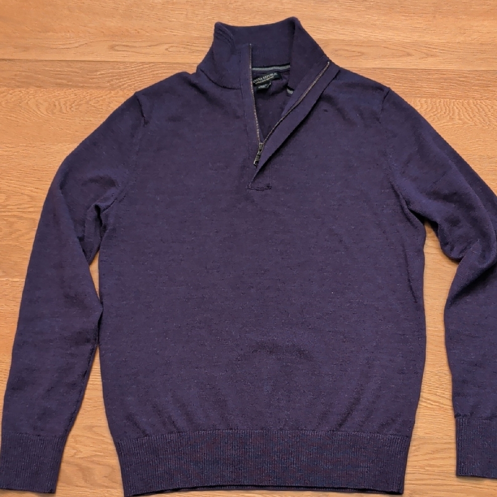 Banana Republic Men's Deep Purple Zip-Up Sweater